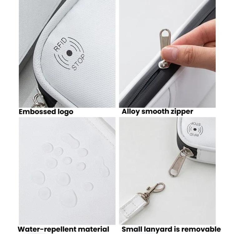 TRAVEL SEASON RFID Anti-theft Passport Clip ID Bag Waterproof Protective Case Travel Organizer Bag, Small White, Small Black, Large White, Large Black