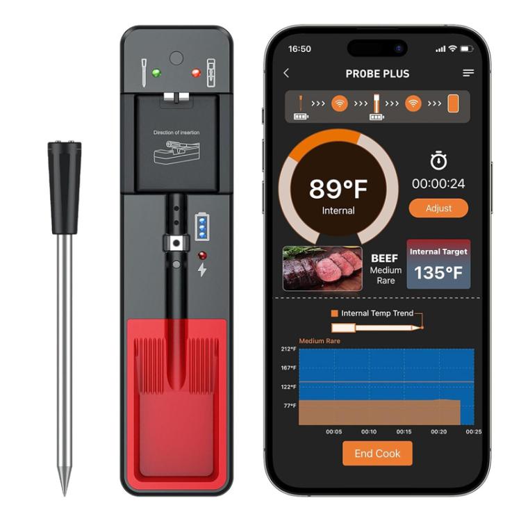 Smart Wireless Bluetooth BBQ Grill Thermometer Home Use Kitchen Food Oven Thermometer