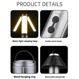 Retractable Camping Lantern Rechargeable Flashlight 25.2-51.8cm Adjustable Height
