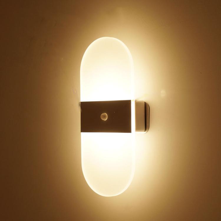 Magnetic Acrylic Smart Induction Night Light Rechargeable Wall Lamp Bedroom Bedside Lamp, White Arc White Light, White Arc Warm Light, Black Arc White Light, Black Arc Warm Light, White Rectangular White Light, White Rectangular Warm Light             ...