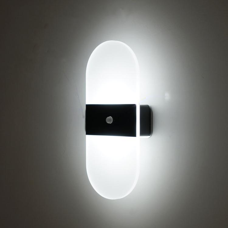 Magnetic Acrylic Smart Induction Night Light Rechargeable Wall Lamp Bedroom Bedside Lamp, White Arc White Light, White Arc Warm Light, Black Arc White Light, Black Arc Warm Light, White Rectangular White Light, White Rectangular Warm Light             ...