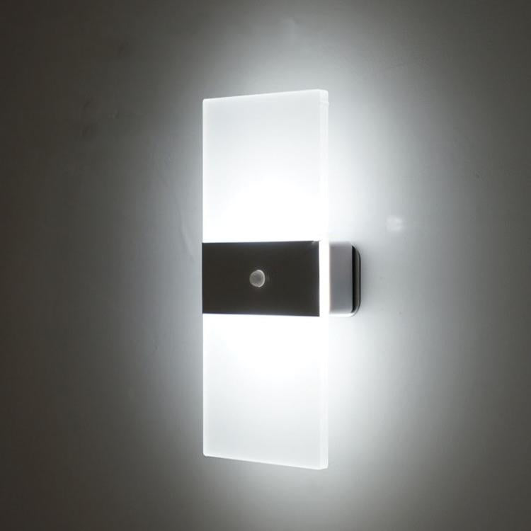 Magnetic Acrylic Smart Induction Night Light Rechargeable Wall Lamp Bedroom Bedside Lamp, White Arc White Light, White Arc Warm Light, Black Arc White Light, Black Arc Warm Light, White Rectangular White Light, White Rectangular Warm Light             ...