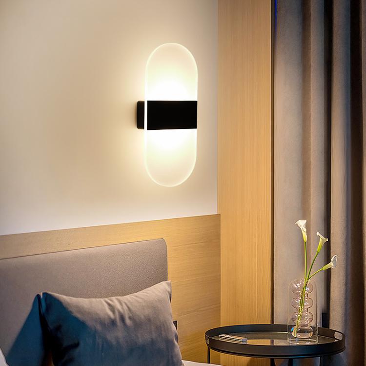 Magnetic Acrylic Smart Induction Night Light Rechargeable Wall Lamp Bedroom Bedside Lamp, White Arc White Light, White Arc Warm Light, Black Arc White Light, Black Arc Warm Light, White Rectangular White Light, White Rectangular Warm Light             ...