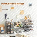 Acrylic Desk Organizer With 4 Drawers Stackable Glasses Display Case Makeup Brush Stationery Storage Box, 27x17.5x7.3cm