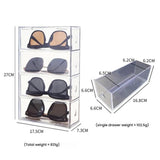 Acrylic Desk Organizer With 4 Drawers Stackable Glasses Display Case Makeup Brush Stationery Storage Box, 27x17.5x7.3cm