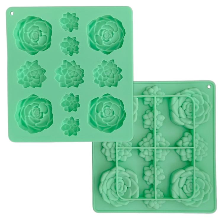 11-Cavity Succulent-Shaped Silicone Chocolate Cookie Mold Fondant Cake Baking Mold, Succulent-Shaped