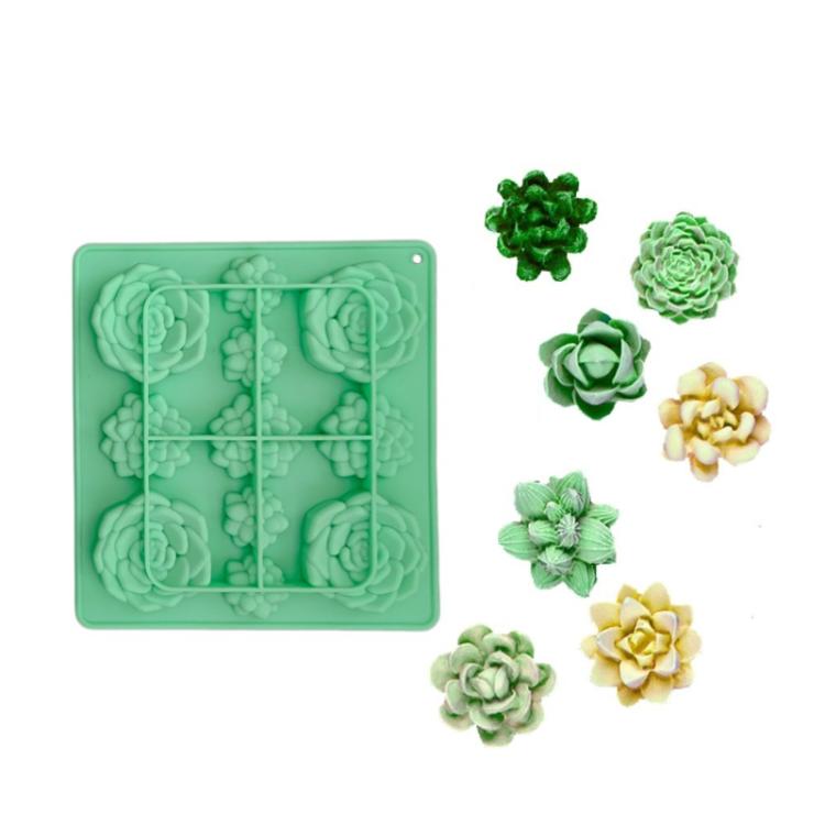11-Cavity Succulent-Shaped Silicone Chocolate Cookie Mold Fondant Cake Baking Mold, Succulent-Shaped