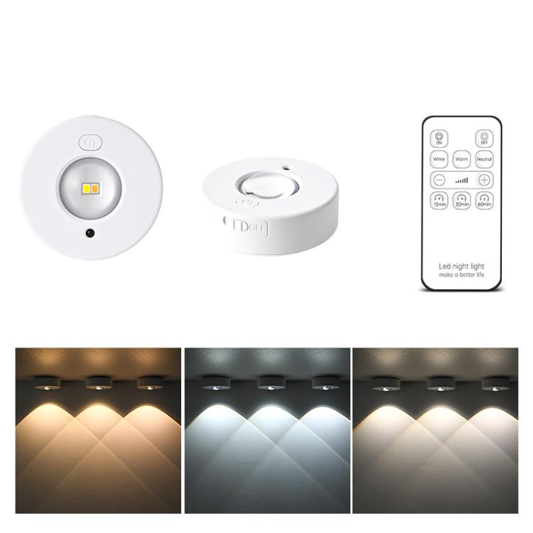 Magnetic Puck Light Rechargeable LED Under Cabinet Light With Remote Control, RGB, Tri-color
