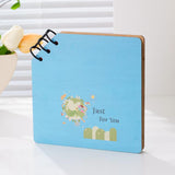 DIY Wooden Square Memorial Album Kids Growth Photo Album Cartoon Photo Book, Best Friends, Happiness, Just For You, Forever Love