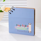 DIY Wooden Square Memorial Album Kids Growth Photo Album Cartoon Photo Book, Best Friends, Happiness, Just For You, Forever Love