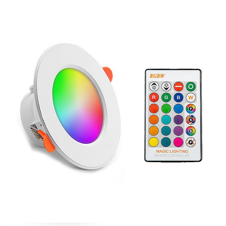 RGB+White Light Ceiling Lamp Round Recessed Dimmable Ceiling Light With Remote Controller, IR Remote 10W 220V, IR Remote 10W 85-265V, IR Remote 15W 220V, IR Remote 15W 85-265V