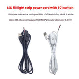 2Pin USB Power Cable 501 ON Off Control Button Cable LED Fill Light Strip Plant Light Power Cord