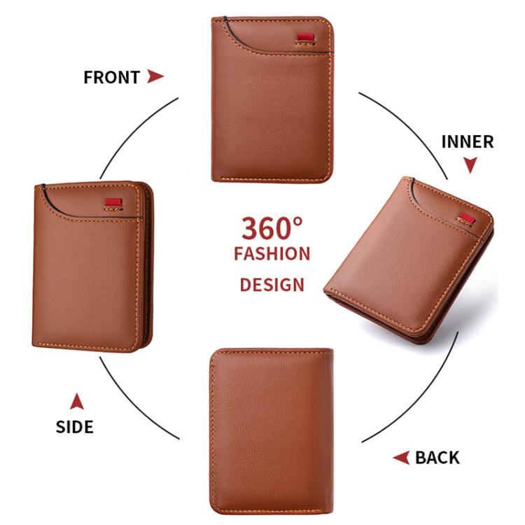 Men Leather Wallet Multi-position Card Holder Vertical ID Card Bag Mini Purse