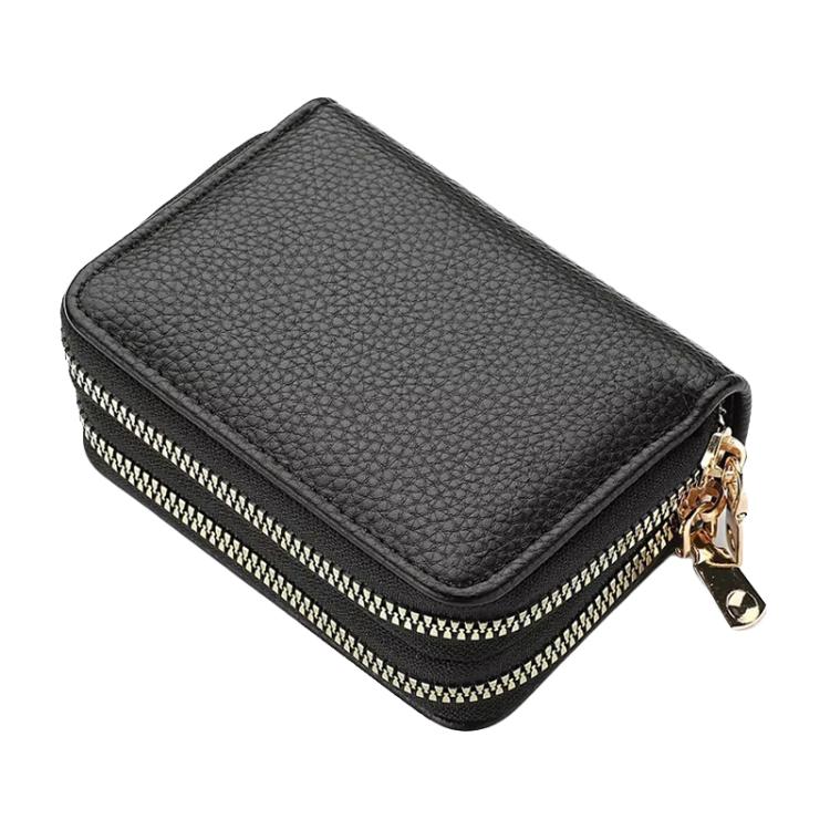 Multi-Function Organ Card Bag Double Zipper Women Wallet Large Capacity PU Card Holder