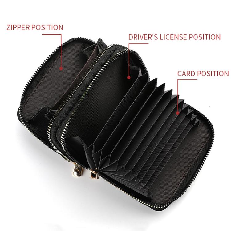 Multi-Function Organ Card Bag Double Zipper Women Wallet Large Capacity PU Card Holder