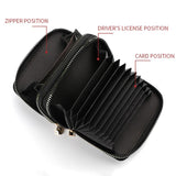 Multi-Function Organ Card Bag Double Zipper Women Wallet Large Capacity PU Card Holder