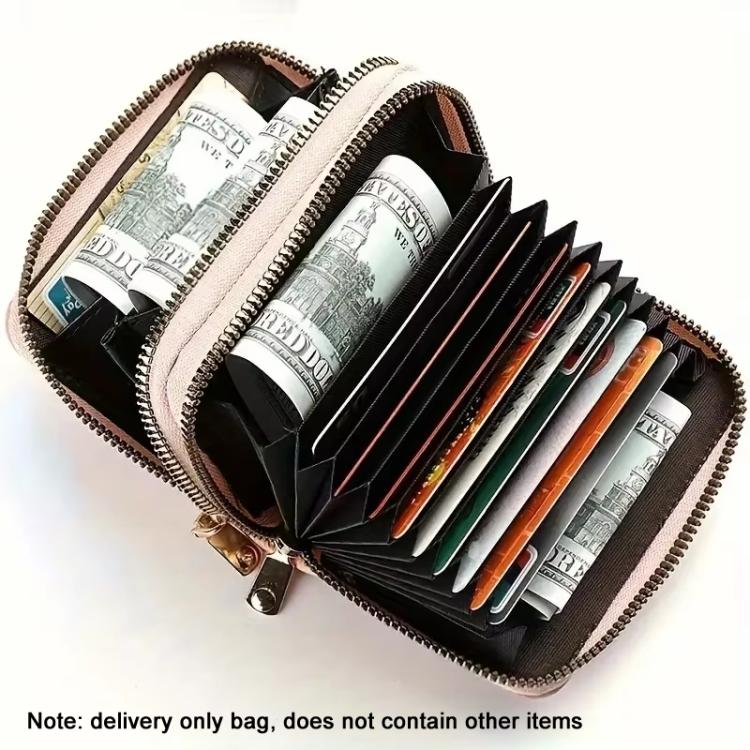 Multi-Function Organ Card Bag Double Zipper Women Wallet Large Capacity PU Card Holder