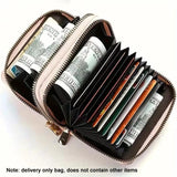 Multi-Function Organ Card Bag Double Zipper Women Wallet Large Capacity PU Card Holder