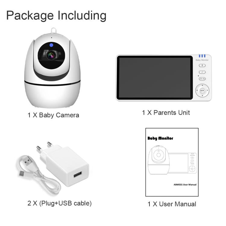5 inch 1080P HD Baby Watcher Baby Monitor Camera, US Plug, EU Plug, UK Plug, AU Plug