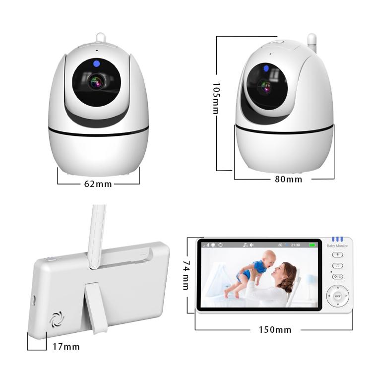 5 inch 1080P HD Baby Watcher Baby Monitor Camera, US Plug, EU Plug, UK Plug, AU Plug