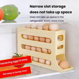 2pcs Kitchen Eggs Organizer 4-layer Slide Refrigerator Eggs Rack Automatic Rolling Tray Drop-proof Carton