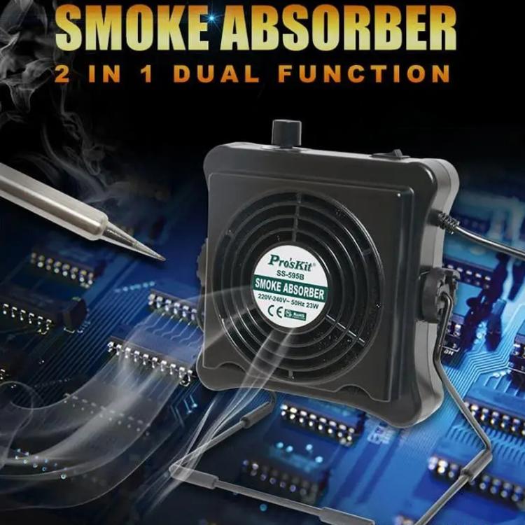 ProsKit SS-595H Soldering Fume Extractor With Blowing/Suction, Adjustable Wall/Desk Mount -