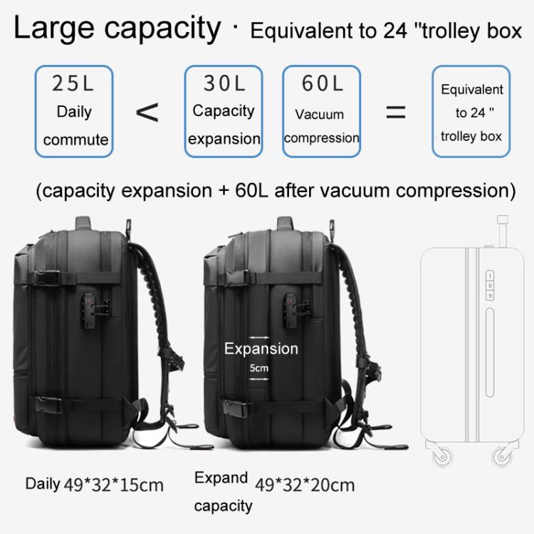 Large Capacity Short Trip Computer Luggage Bag Vacuum Compression Expandable Men Double Shoulder Bag, 19inch