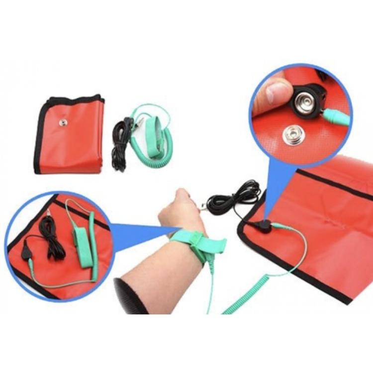 ProsKit 8PK-AS07-1 26x24 Inch ESD Anti-Static Work Mat with 2m Wrist Strap & 3m Grounding Cord