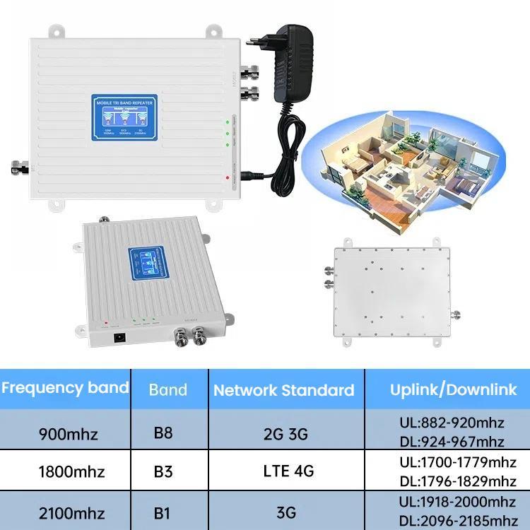 Triple-Band 900/1800/2100 Mobile Phone Signal Reception Booster Amplifier, UK Plug, US Plug, EU Plug