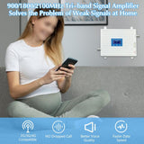 Triple-Band 900/1800/2100 Mobile Phone Signal Reception Booster Amplifier, UK Plug, US Plug, EU Plug