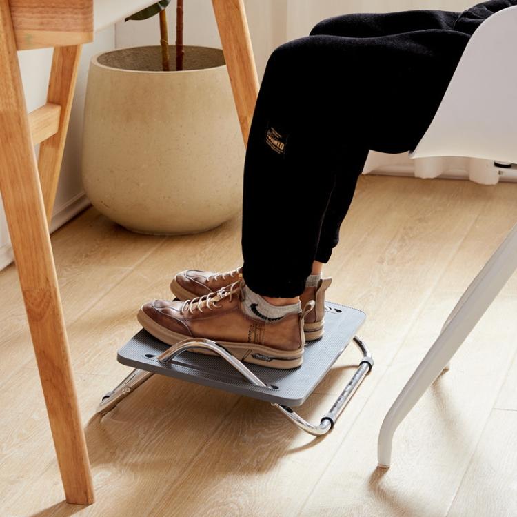 Adjustable Under Desk Foot Rest for Office Ergonomics, Anti-Cross Leg Design Foot Stool, Metal Tube Black, Metal Tube Gray