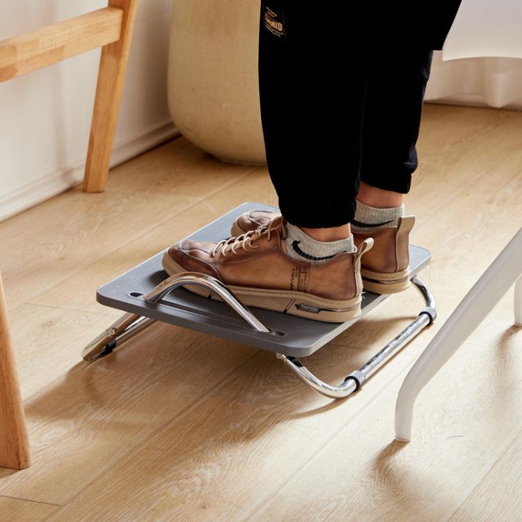 Adjustable Under Desk Foot Rest for Office Ergonomics, Anti-Cross Leg Design Foot Stool, Metal Tube Black, Metal Tube Gray