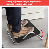 Adjustable Under Desk Foot Rest for Office Ergonomics, Anti-Cross Leg Design Foot Stool, Metal Tube Black, Metal Tube Gray