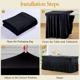 Spandex Table Skirt for Rectangle Table Stretchable Wrinkle Resistant Tablecloth for Weddings Parties Tradeshows, 122x60x76cm, 183x76x76cm, 243x76x76cm