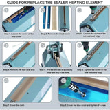 5pcs /Pack Impulse Sealer Spare Repair Parts Heat Seal Strips Replacement, 200mm, 300mm, 400mm