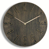 12 Inch Frameless Minimalist Wall Clock Silent Modern Quartz Clock for Living Room, Bedroom, Kitchen, White, Black, Wood Grain, Blue Gray, Gold Bronze, Retro Silver, Black Gold