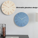 12 Inch Frameless Minimalist Wall Clock Silent Modern Quartz Clock for Living Room, Bedroom, Kitchen, White, Black, Wood Grain, Blue Gray, Gold Bronze, Retro Silver, Black Gold