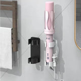 Bathroom Wall-Mounted Curling Iron Organizer Holder with Adjustable Clamps Built-In Cord Wrap