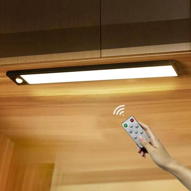 Rechargeable Motion Sensor Light Bar Cabinet Wardrobe Lamp With Remote Control, 20cm Silver, 40cm Silver, 60cm Silver, 80cm Silver, 20cm Black, 40cm Black, 60cm Black, 80cm Black