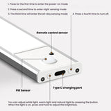 Rechargeable Motion Sensor Light Bar Cabinet Wardrobe Lamp With Remote Control, 20cm Silver, 40cm Silver, 60cm Silver, 80cm Silver, 20cm Black, 40cm Black, 60cm Black, 80cm Black