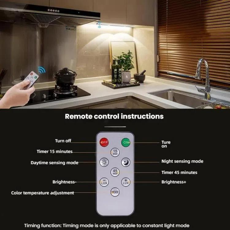 Rechargeable Motion Sensor Light Bar Cabinet Wardrobe Lamp With Remote Control, 20cm Silver, 40cm Silver, 60cm Silver, 80cm Silver, 20cm Black, 40cm Black, 60cm Black, 80cm Black