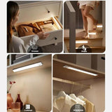 Rechargeable Motion Sensor Light Bar Cabinet Wardrobe Lamp With Remote Control, 20cm Silver, 40cm Silver, 60cm Silver, 80cm Silver, 20cm Black, 40cm Black, 60cm Black, 80cm Black