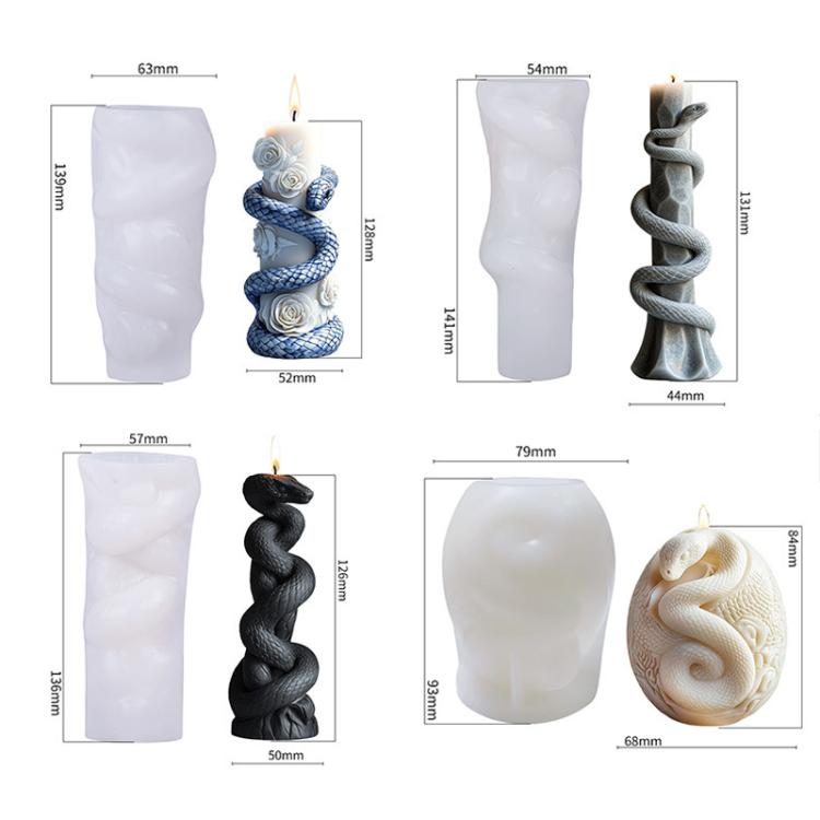 Snake-Shaped Aromatherapy Candle Silicone Mold DIY Diffuser Stone Gift Mold, Snake Flower Column ZL-981, Snake Stone Column ZL-982, Snake Column ZL-983, Snake Reincarnation ZL-984