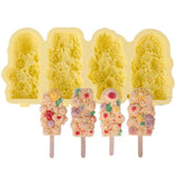 4 Grids Flower Ice Cream Silicone Mold Home Use Food-Grade Ice Pop Mold
