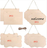 12-In-1 Wooden Hanging Sign Set With String DIY Ornaments, Handmade Craft Kits For Holiday Home Decor