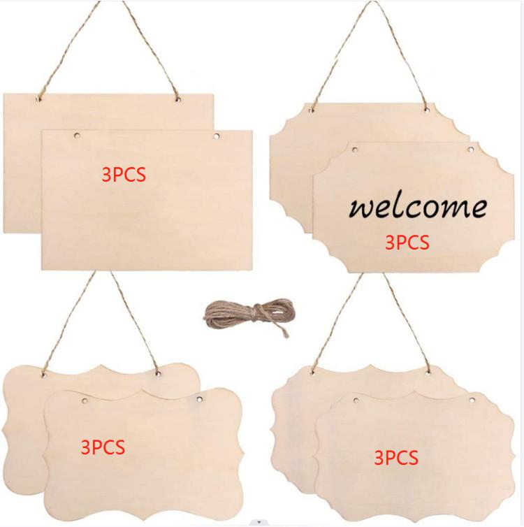 12-In-1 Wooden Hanging Sign Set With String DIY Ornaments, Handmade Craft Kits For Holiday Home Decor