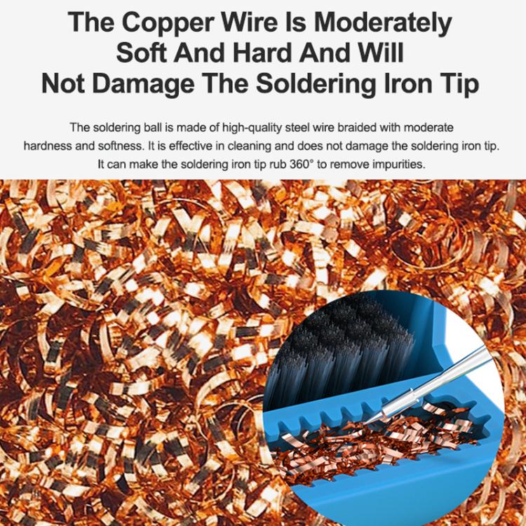 3 In 1 Soldering Iron Cleaner Soldering Iron Tip Tin Residue High Temperature Resistant Cleaning Sponge Steel Wire Cleaning Ball, RL-599C