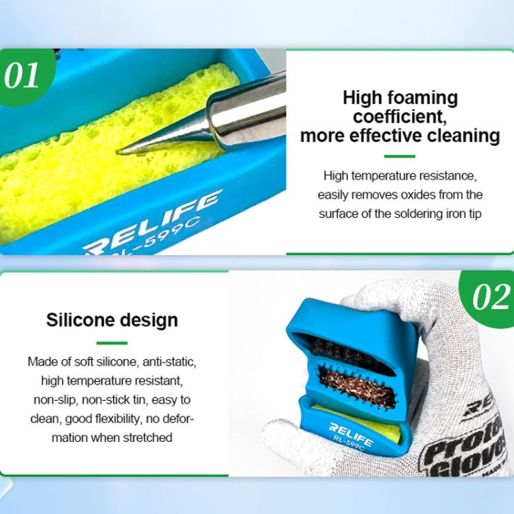 3 In 1 Soldering Iron Cleaner Soldering Iron Tip Tin Residue High Temperature Resistant Cleaning Sponge Steel Wire Cleaning Ball, RL-599C