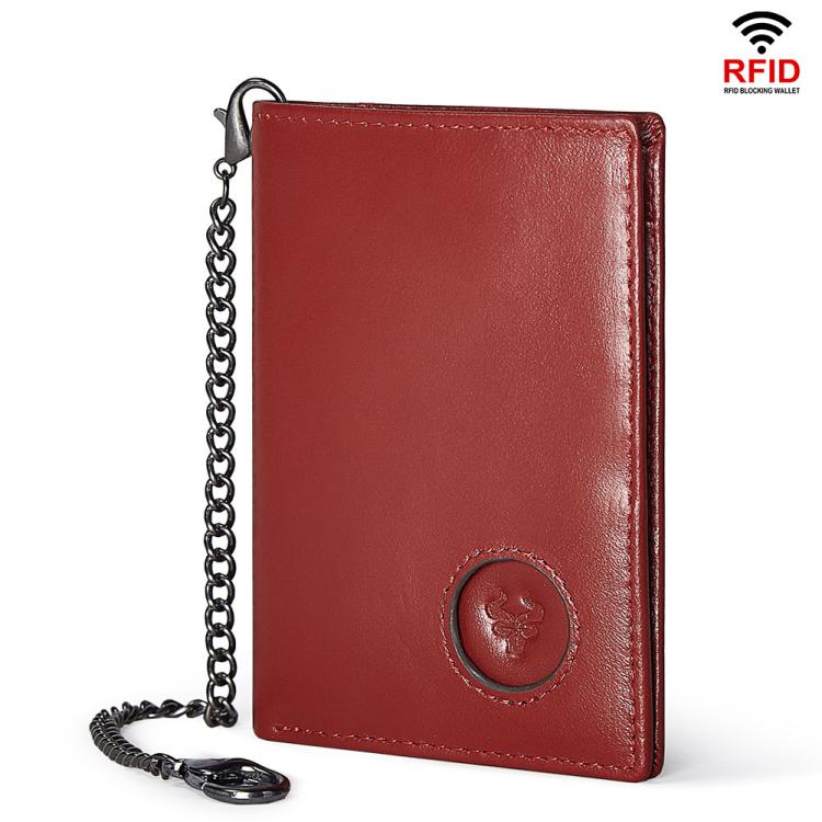 Compatible With Airtag HUMERPAUL BP798 Leather Wallet With Tracker Hole RFID Pull-Out Card Holder Card Case