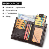 Compatible With Airtag HUMERPAUL BP798 Leather Wallet With Tracker Hole RFID Pull-Out Card Holder Card Case